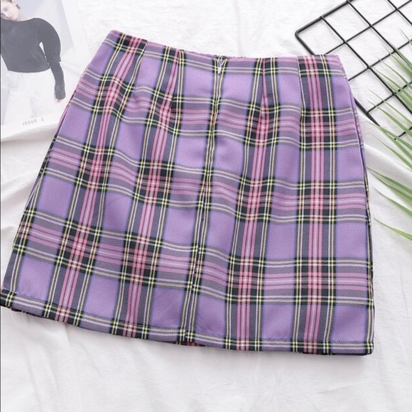 SHEIN purple plaid MINI SKIRT